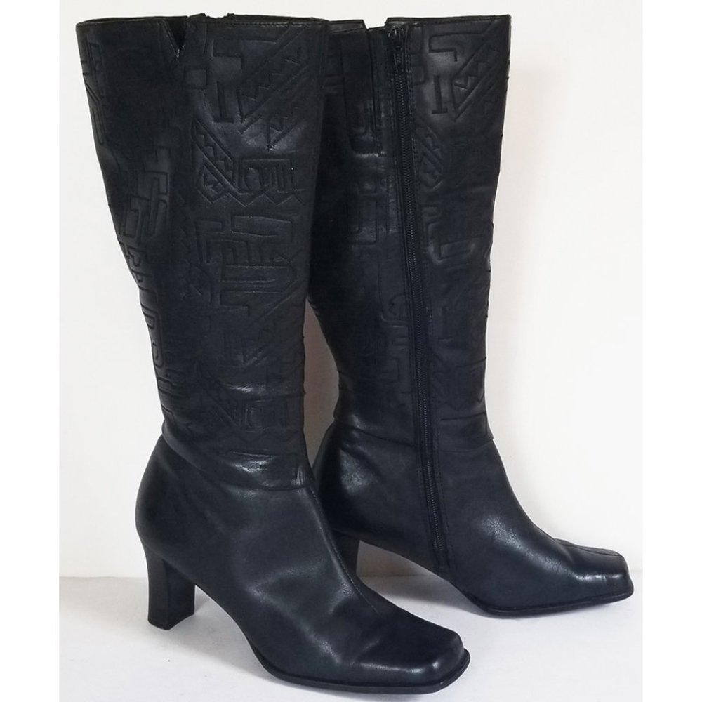 CHICO'S leather EMBROIDERED tall BOOTS